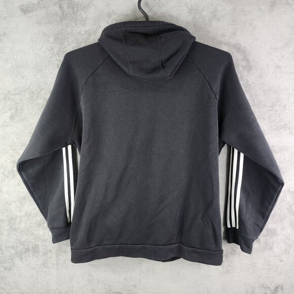 Mens Black Adidas Hoodie Sweatshirt Long Sleeves w/ White Stripes Size XL - Picture 7 of 10